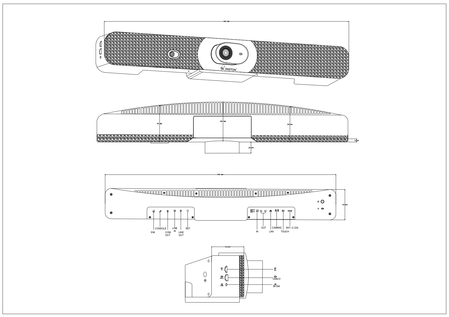 xylon-d10-pro-all-in-one-video-bar-product-dimension
